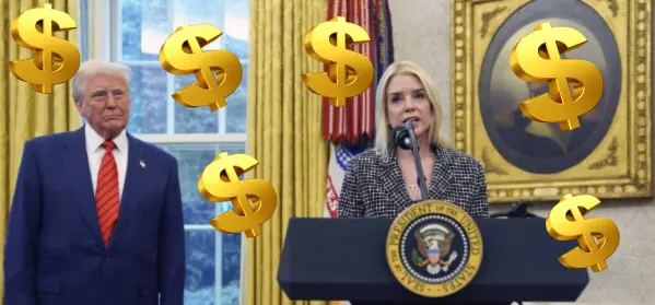 Pam Bondi finance story with money, politics and stock market theme