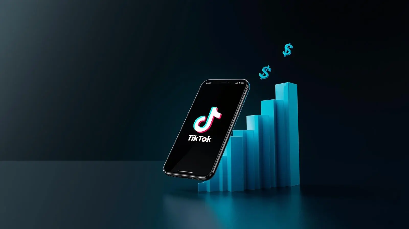 Phone showing TikTok screen and money growth concept